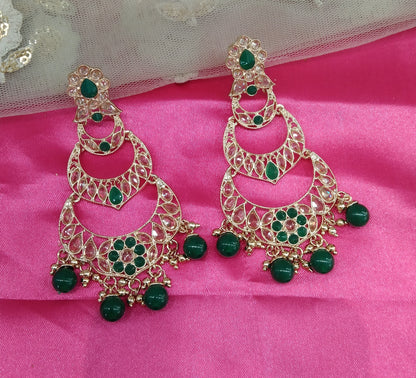 Green Moon Bollywood Earrings