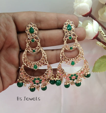 Green Moon Bollywood Earrings