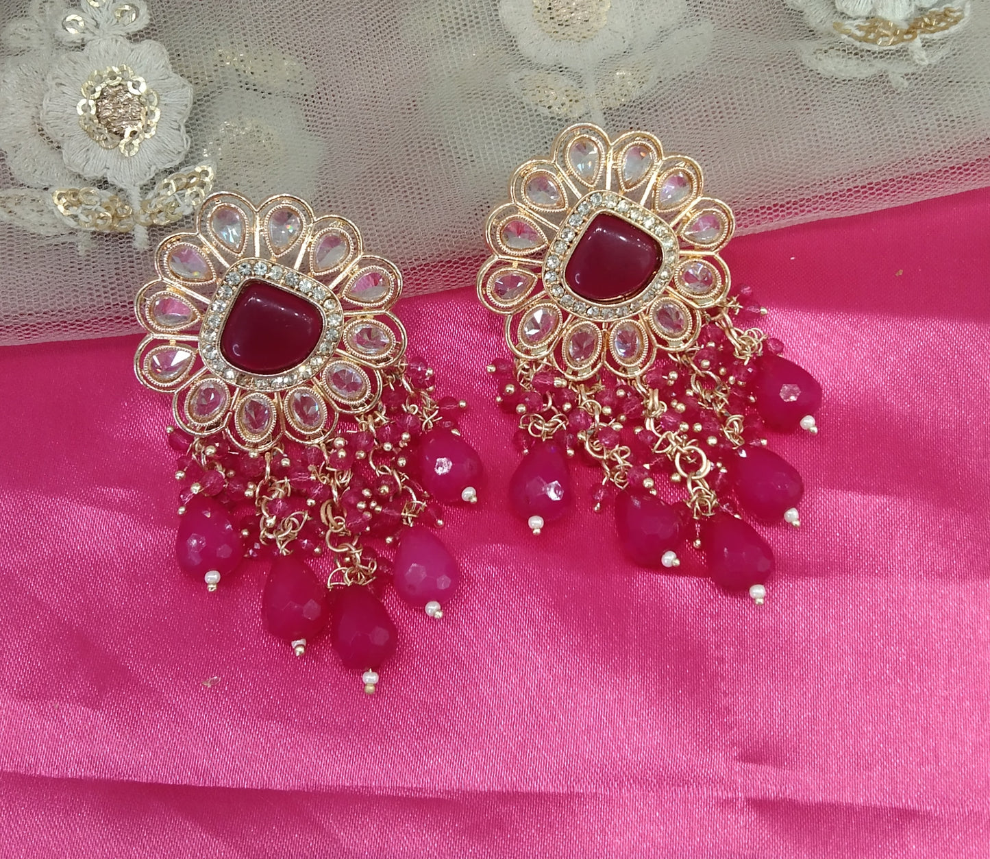 Majenta Laila Bollywood Earrings