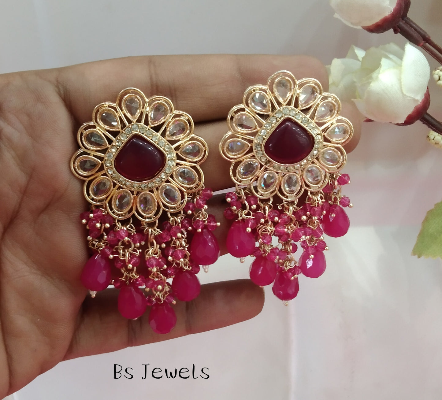 Majenta Laila Bollywood Earrings
