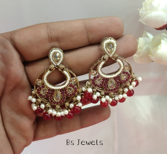 Maroon Switi Bollywood Earrings