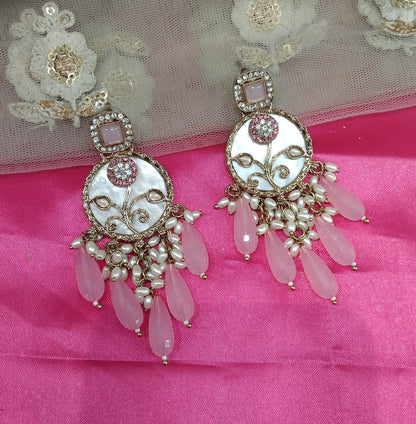 Pink Hira Bollywood Earrings