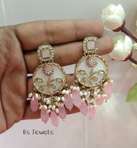 Pink Hira Bollywood Earrings