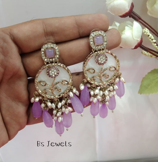 Lavender Hira Bollywood Earrings