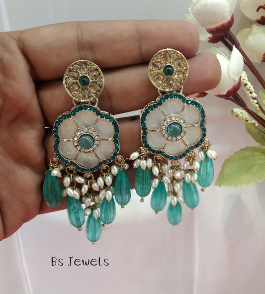 Rama green Sital Bollywood Earrings