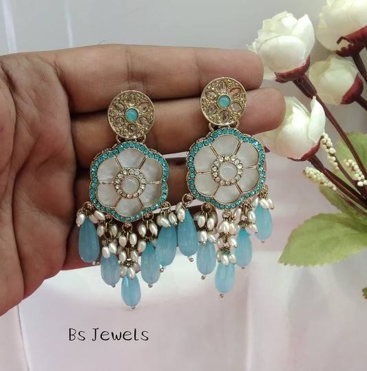 Sky Blue Sital Bollywood Earrings