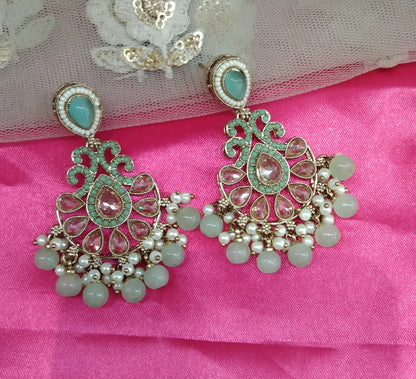 Pista champagne Gold Raj Bollywood Earrings