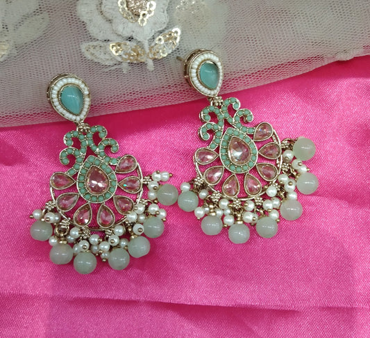 Pista champagne Gold Raj Bollywood Earrings