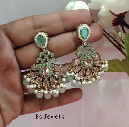 Pista champagne Gold Raj Bollywood Earrings