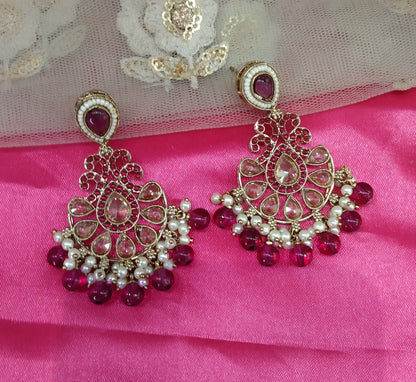 Purple champagne Gold Raj Bollywood Earrings