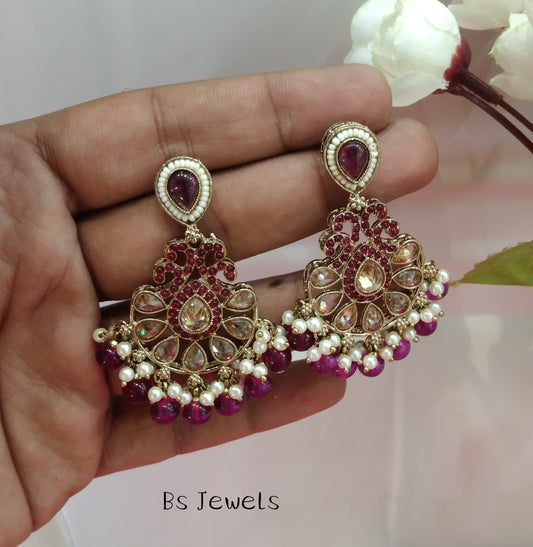 Purple champagne Gold Raj Bollywood Earrings