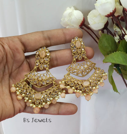 Peach Thing Bollywood Earrings Tikka Set
