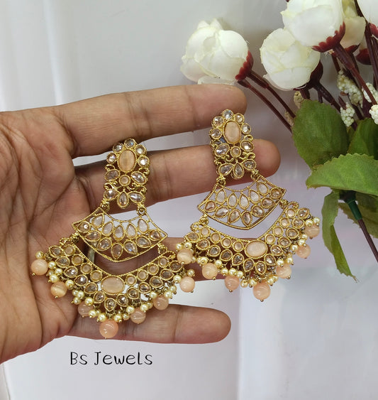 Peach Thing Bollywood Earrings Tikka Set
