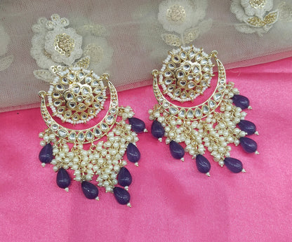 Blue Kundan Admin Bollywood Earrings