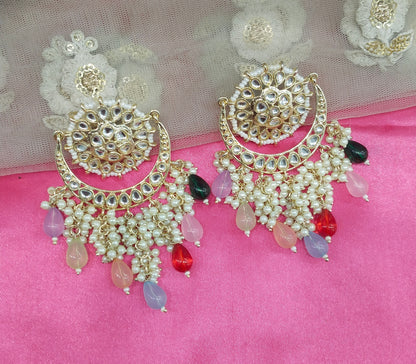 Multi Colour Kundan Admin Bollywood Earrings
