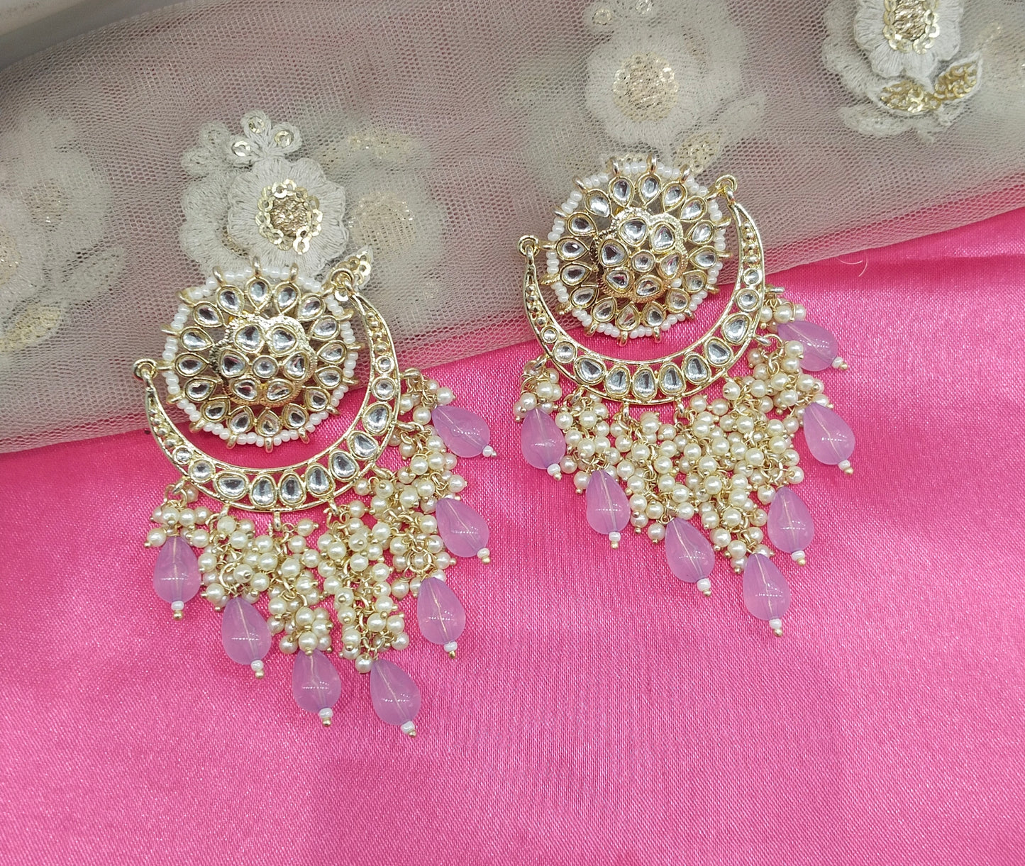 Lavender Kundan Admin Bollywood Earrings
