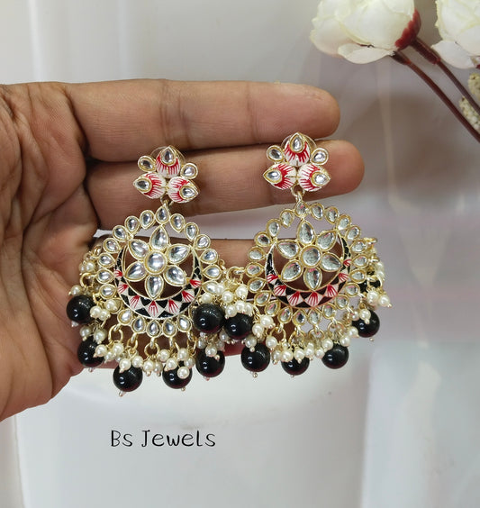 Black person Bollywood Earrings Tikka Set