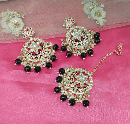 Black person Bollywood Earrings Tikka Set