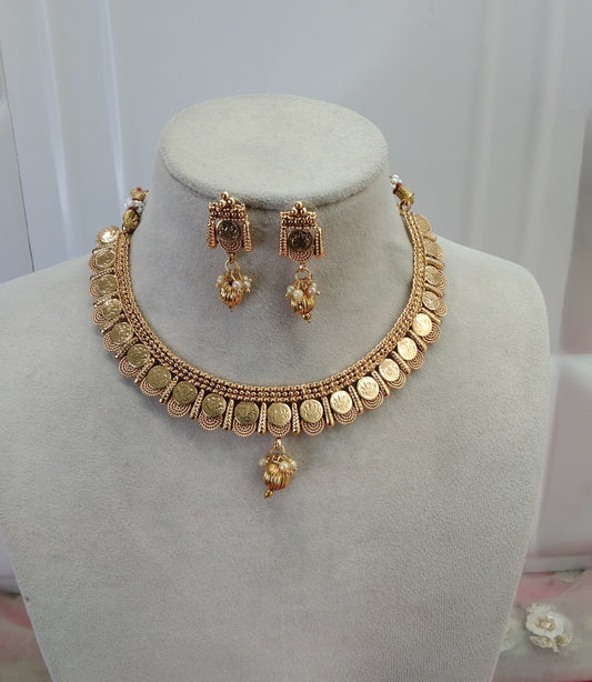 Gold Polki Plat Necklace Jewellery Chivi Set