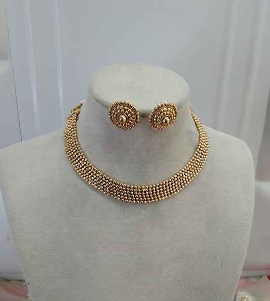 Gold Polki Plat Necklace Jewellery Chivi Set
