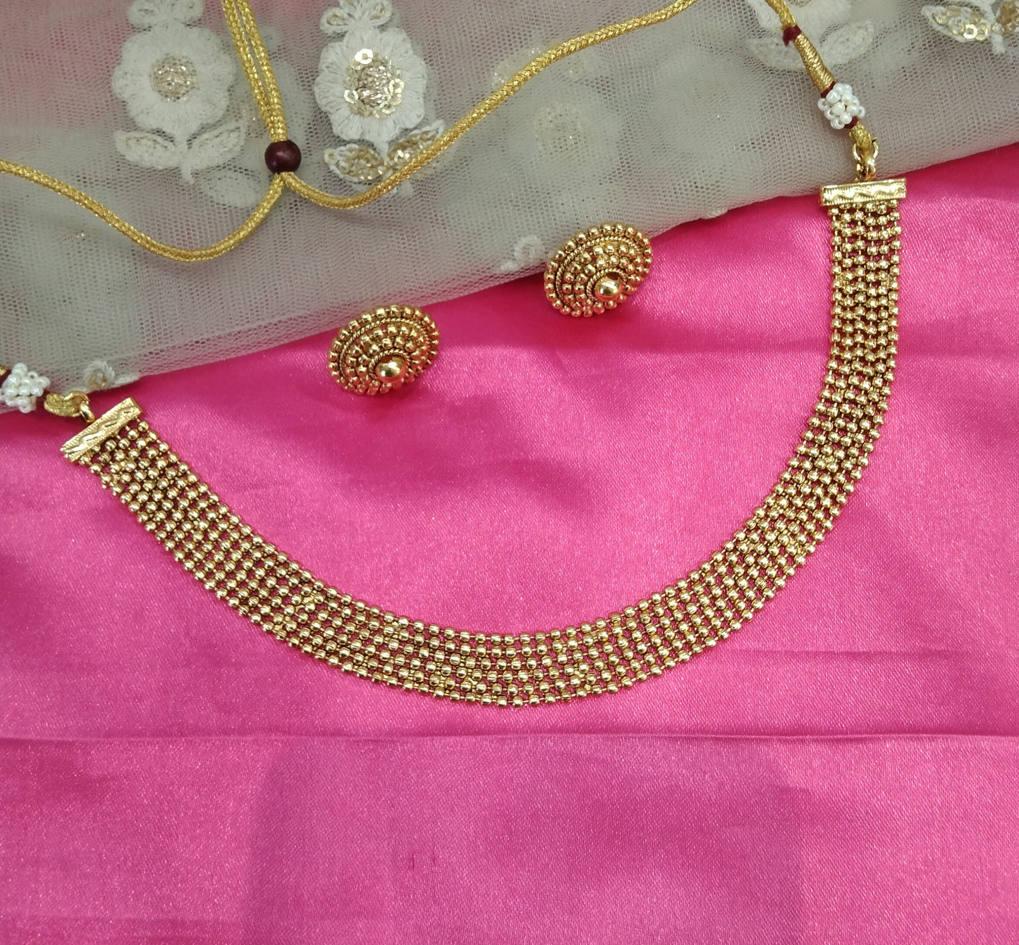 Gold Polki Plat Necklace Jewellery Chivi Set