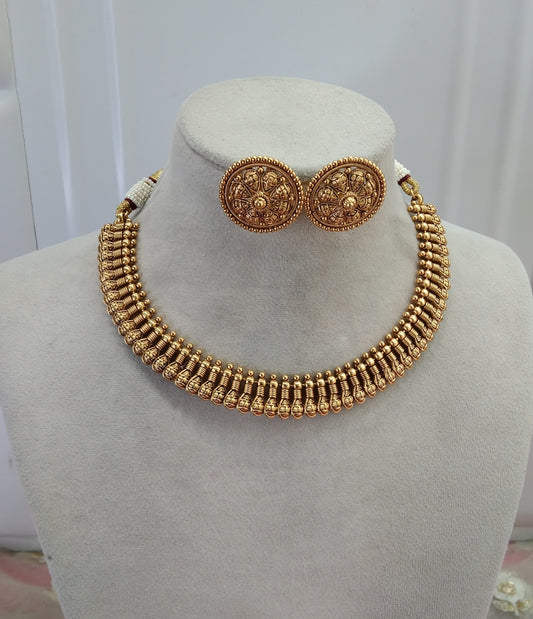 Gold Polki Plat Necklace Jewellery Arya Set