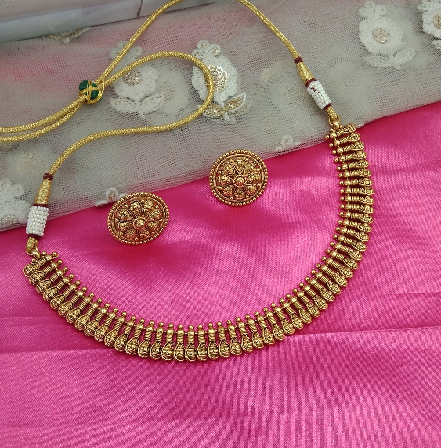 Gold Polki Plat Necklace Jewellery Arya Set