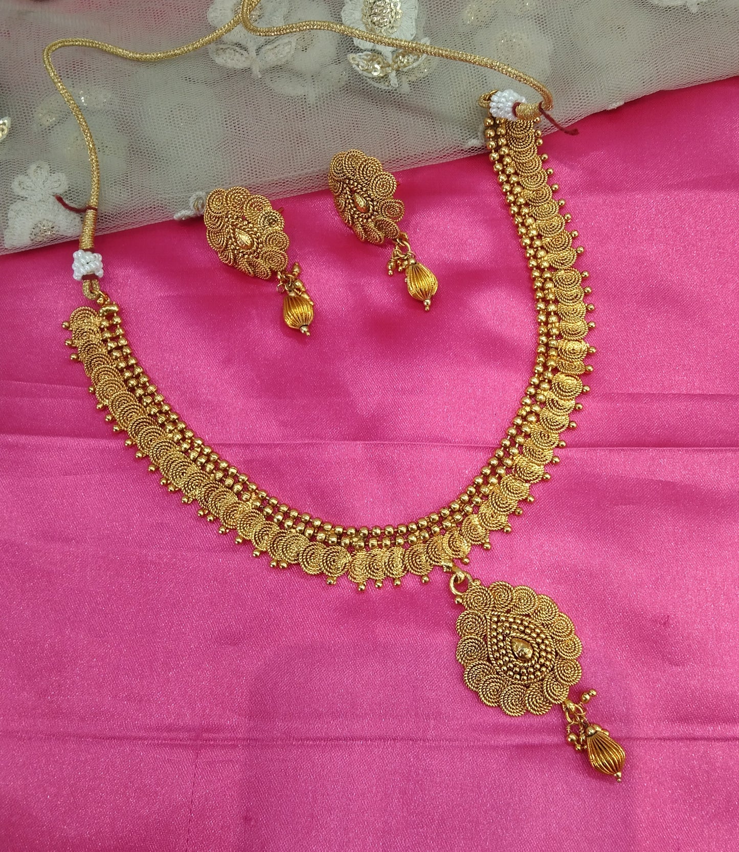 Gold Plat Polki Necklace Jewelry Siva Set