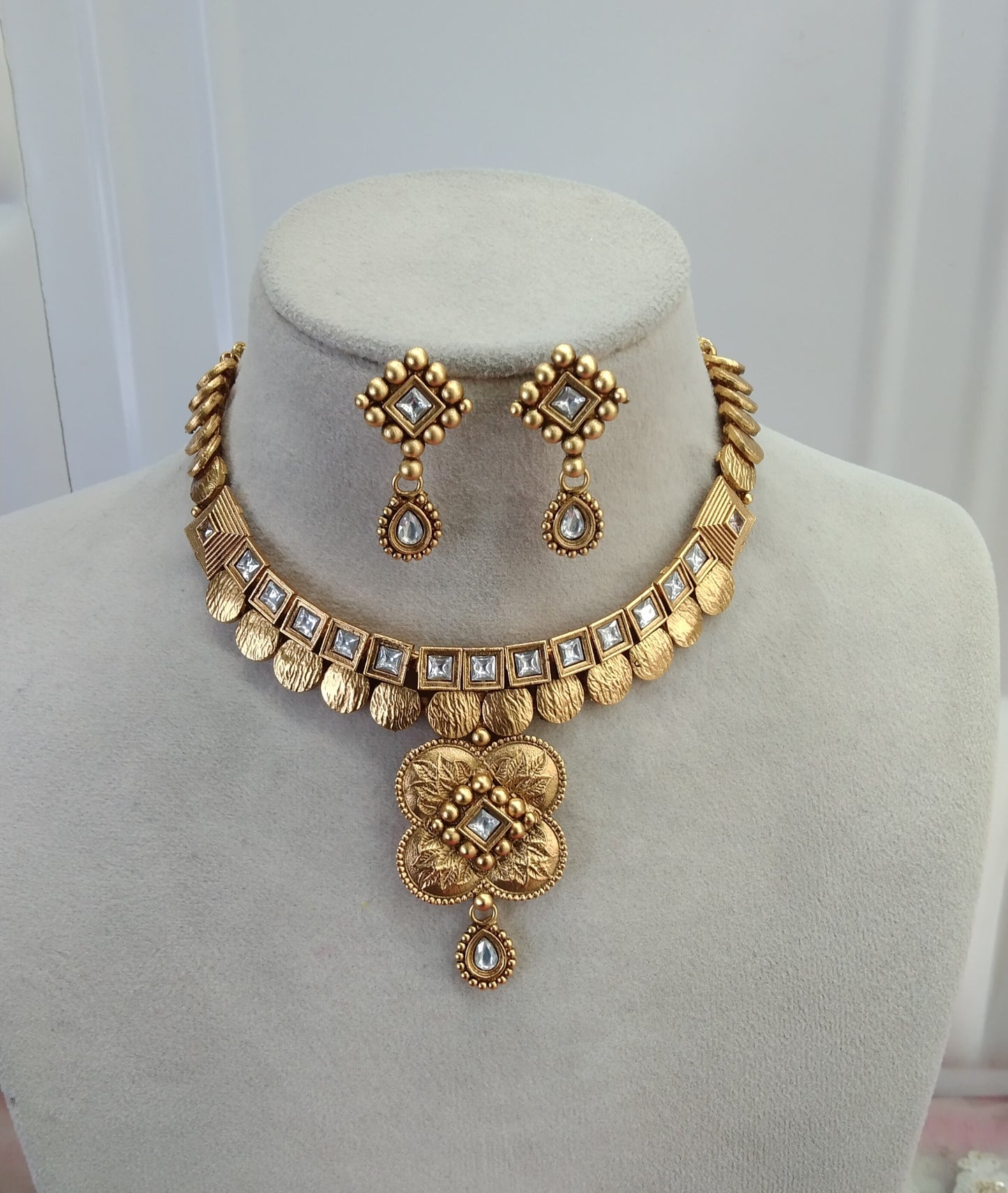 Gold Polki kundan Necklace Jewelry Brazil Set