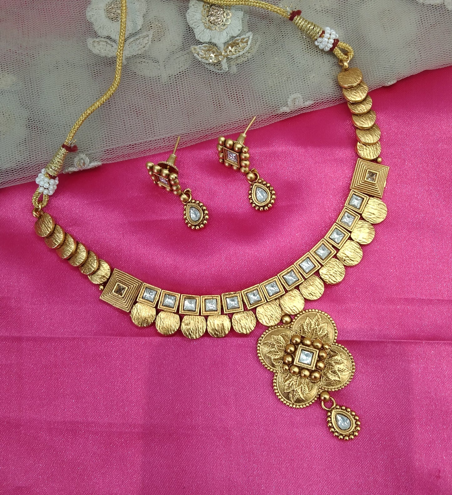 Gold Polki kundan Necklace Jewelry Brazil Set