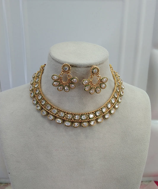 Gold Polki Necklace Jewellery Jewelry Sanam Set