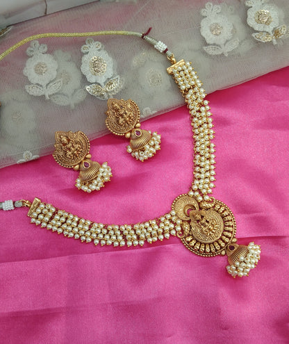 Gold Ruby Polki  Necklace Temple Jewelry Brazil Set