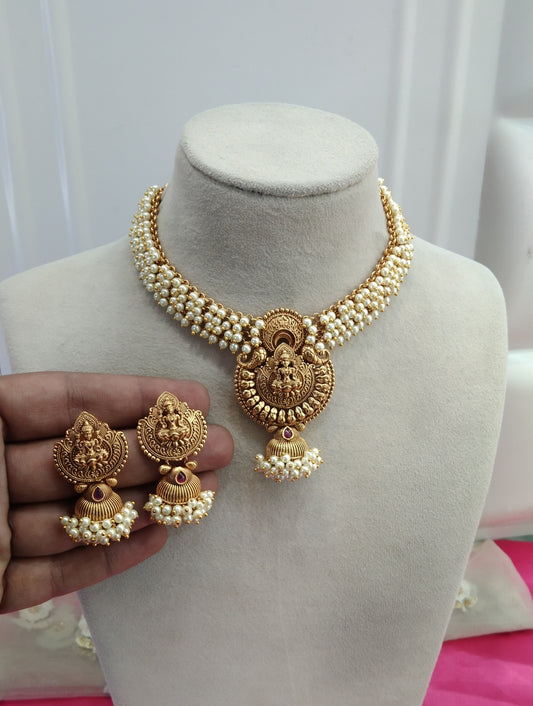 Gold Ruby Polki  Necklace Temple Jewelry Brazil Set