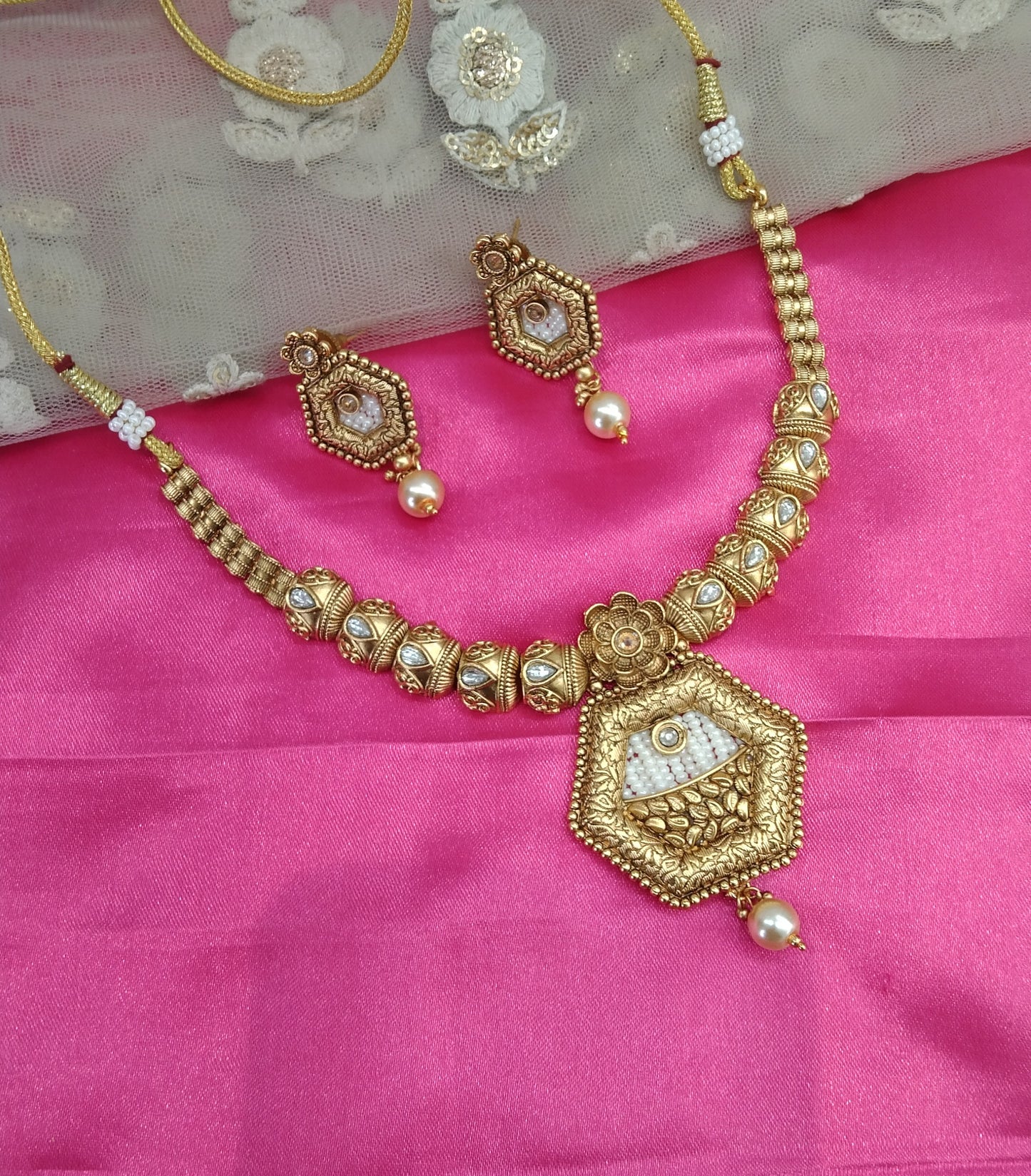 Gold Polki Necklace Jewelry Brazil Set