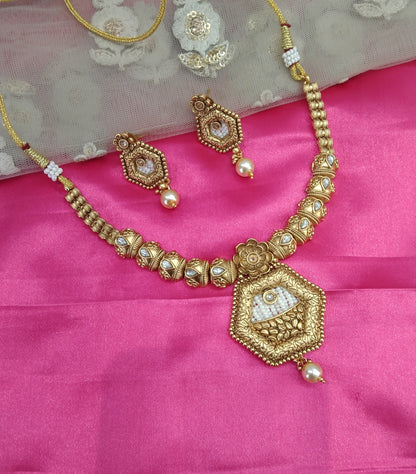 Gold Polki Necklace Jewelry Brazil Set