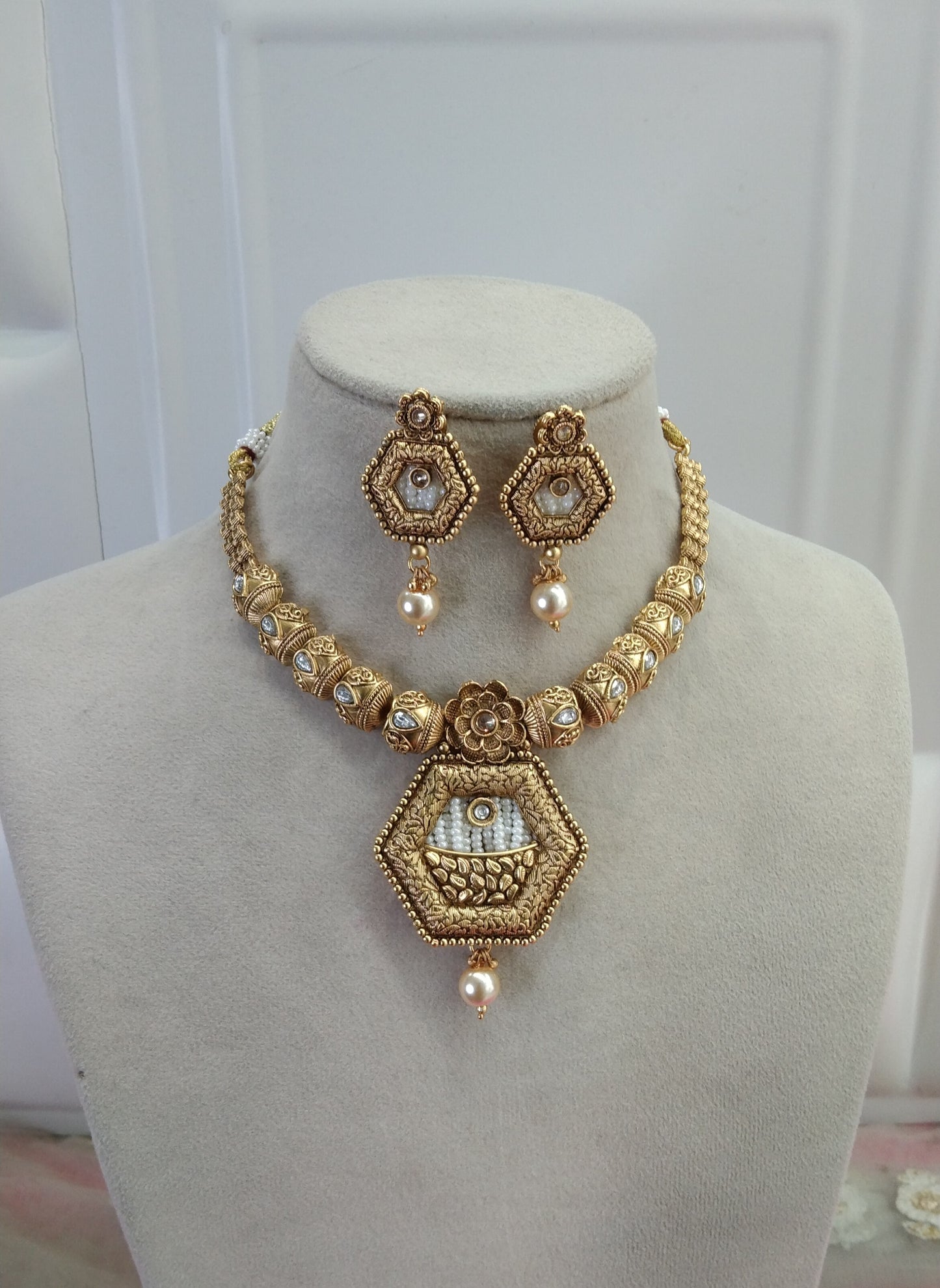 Gold Polki Necklace Jewelry Brazil Set