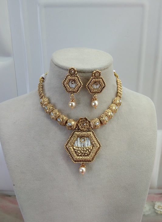 Gold Polki Necklace Jewelry Brazil Set