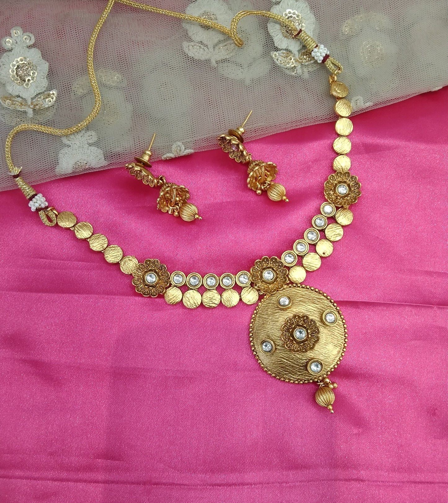 Gold Polki jhumka Necklace Jewelry Brazil Set