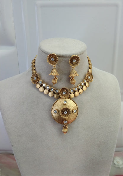 Gold Polki jhumka Necklace Jewelry Brazil Set