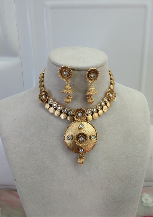 Gold Polki jhumka Necklace Jewelry Brazil Set
