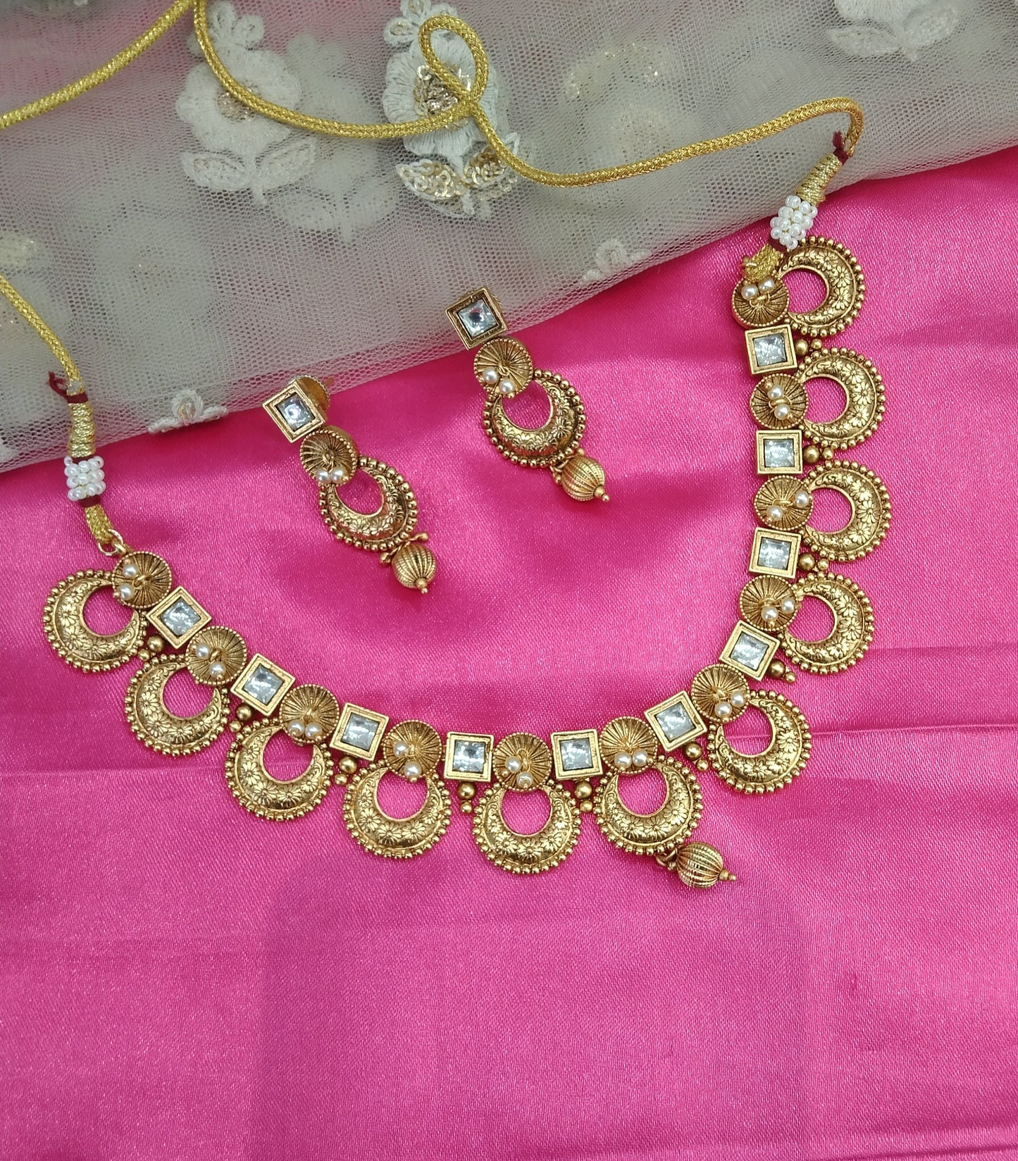 Gold Polki kundan Necklace Jewelry Brazil Set