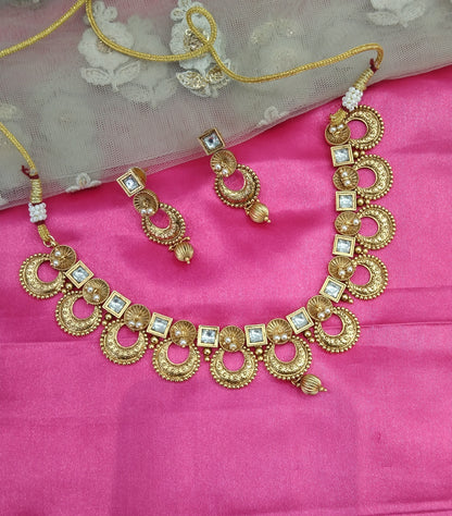 Gold Polki kundan Necklace Jewelry Brazil Set