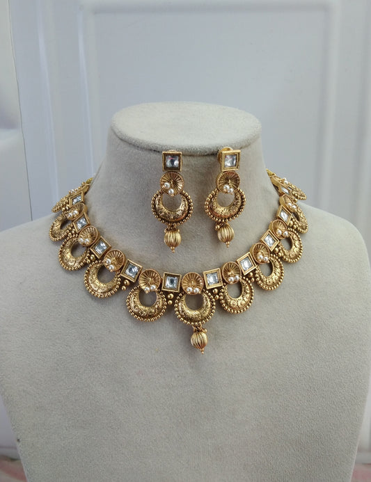 Gold Polki kundan Necklace Jewelry Brazil Set