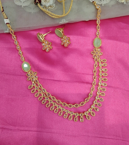 Mint colour Gold Polki Necklace Jewelry Brazil Set