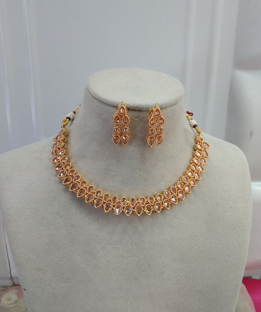 Gold Polki Necklace Jewelry Brazil Set