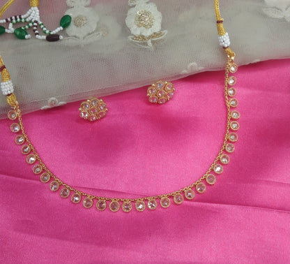 Gold  polki  Necklace Jewellery Aashu Set