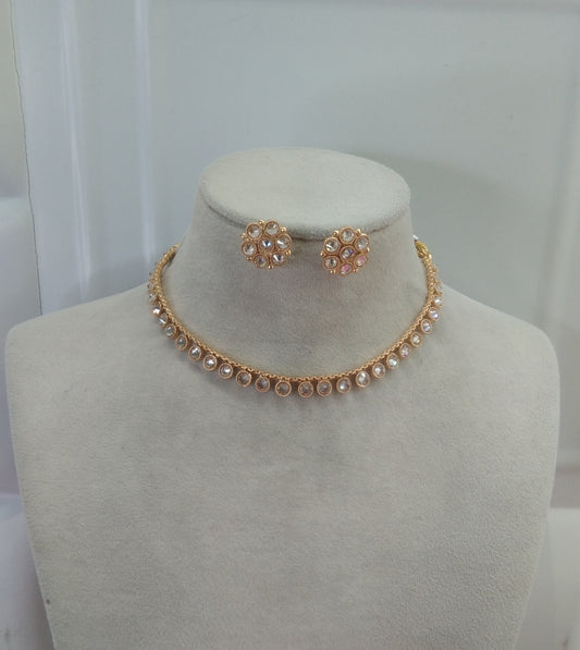 Gold  polki  Necklace Jewellery Aashu Set