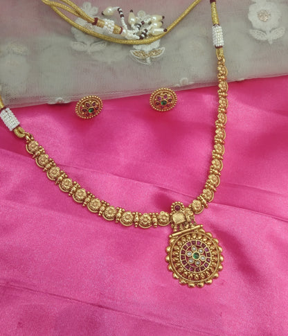 Gold Ruby Green polki  Necklace Jewellery Nora Set
