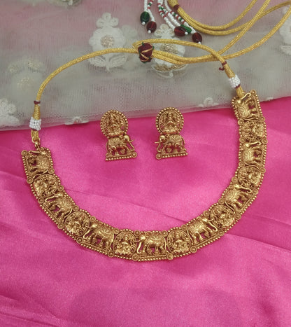 Gold  Polki Temple Necklace Jewellery Amira Set