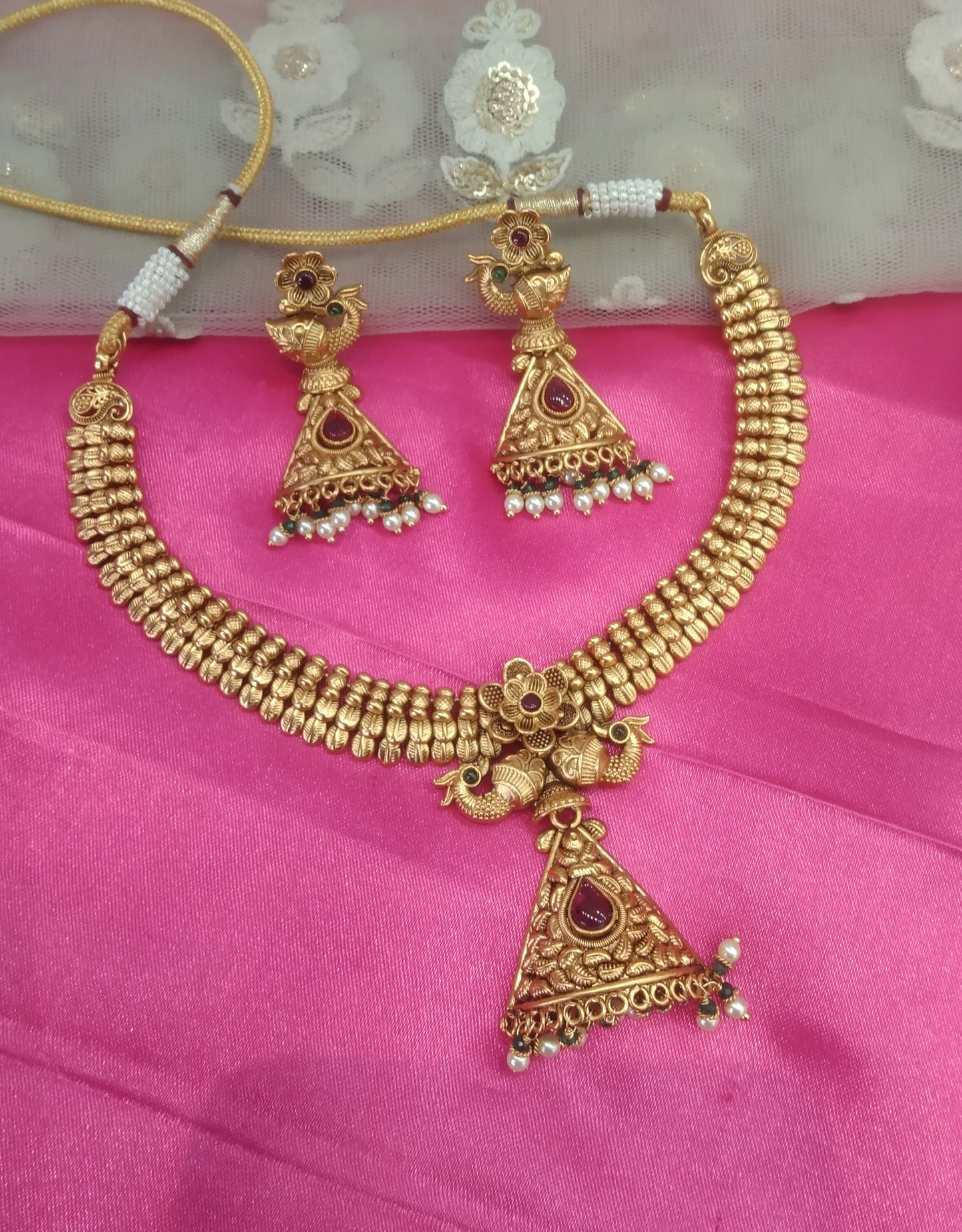 Gold Ruby Polki  Necklace Jewellery Global Set